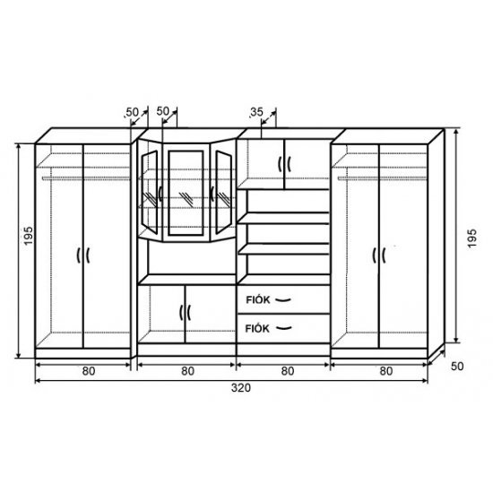 Retro szekrénysor 320 cm