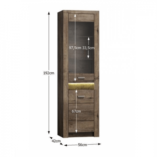 INFINITY Vitrines szekrény, kőris sötét I-04
