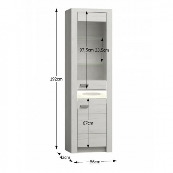 INFINITY Vitrines szekrény, kőris fehér I-04