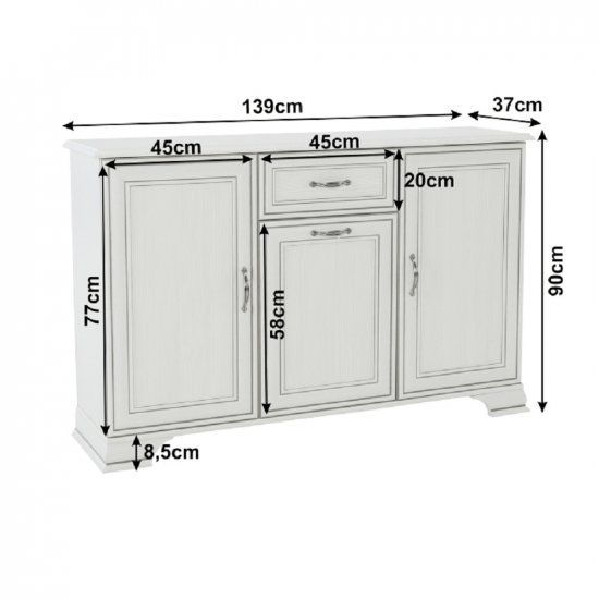TIFFY Kombinált komód 3D1S, woodline bézs 08