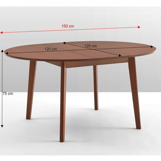 ALTON Étkezőasztal, kinyitható, bükk merlot, átmérő 120 cm