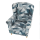 CHARLOT Füles fotel, szövet szürke-kék minta