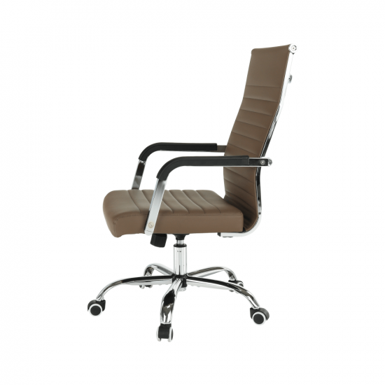 FARAN Irodai szék, textilbőr/fém, taupe/króm