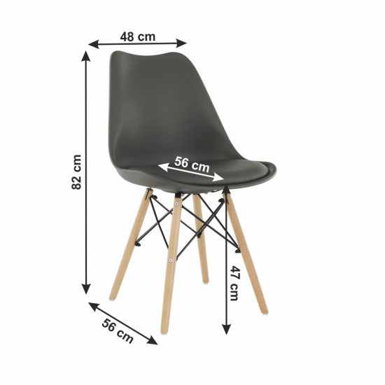 KEMAL Ebédlőszék sötétszürke/bükkfa NEW