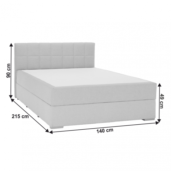 FERATA Boxspring típusú ágy 140x200, világosszürke KOMFORT