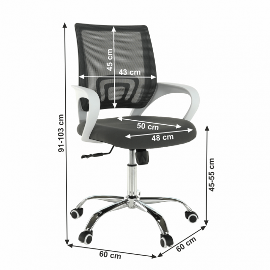 SANAZ Irodai szék, szürke/fehér TYP 2
