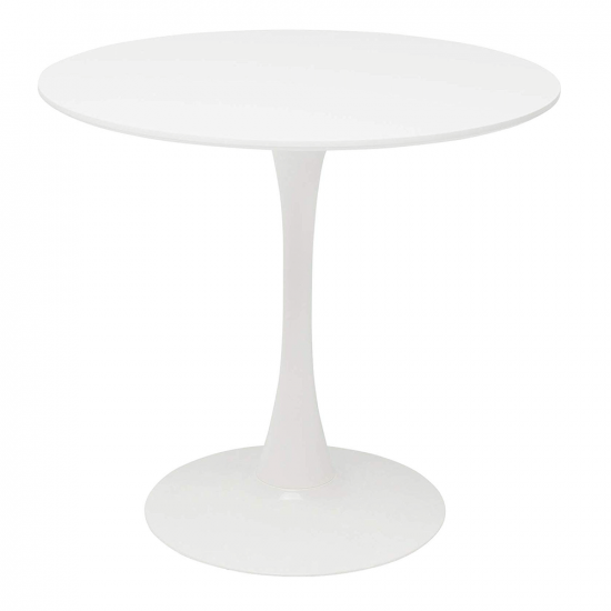 REVENTON Étkezőasztal, kerek, fehér, matt, átmérő 80 cm