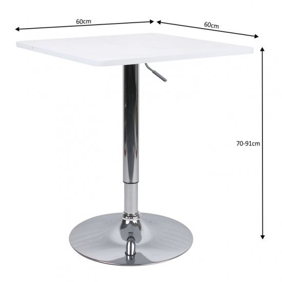 FLORIAN Bár asztal állítható magasságú, fehér, 60x70-91 cm 2 NEW