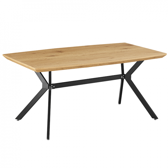 MEDITER Étkezőasztal, tölgy/fekete, 160x90 cm