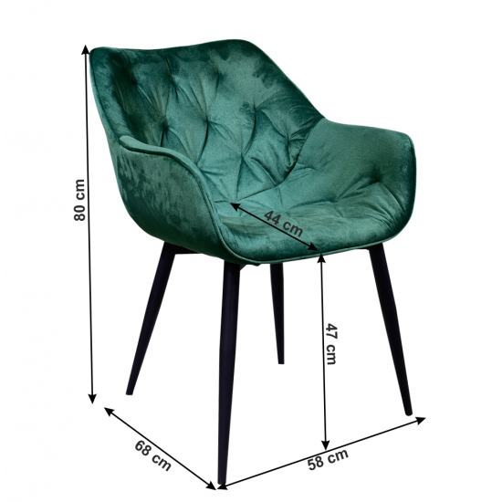 FEDRIS Dizájnos fotel, zöld Velvet anyag