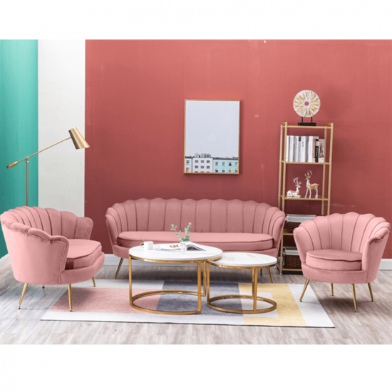 NOBLIN Fotel Art-deco stílusban, rózsaszín Velvet anyag/gold króm-arany
