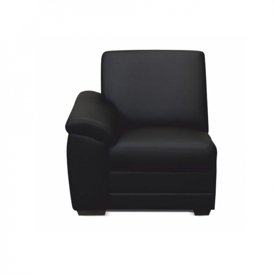 BITER 1-személyes kanapé támasztékkal, textilbőr fekete, balos,   1 1B