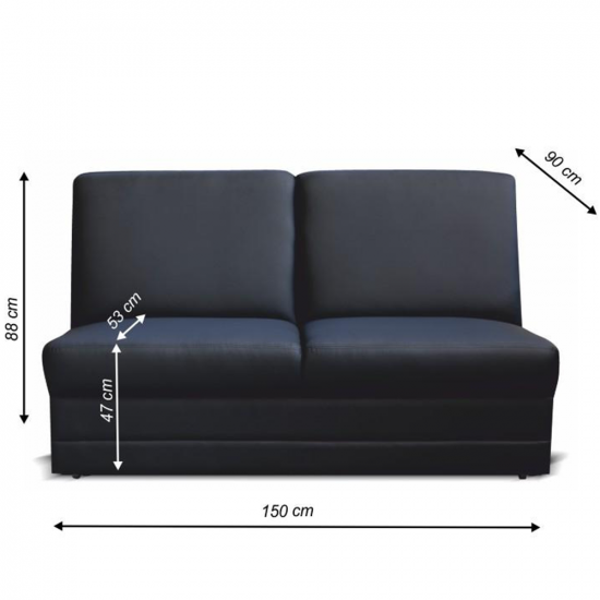BITER 3-személyes kanapé, textilbőr fekete 3 BB