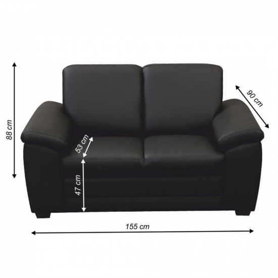 BITER 2-személyes kanapé támasztékokkal, textilbőr fekete