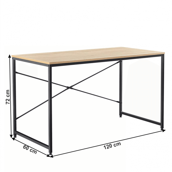 MELLORA Íróasztal tölgy/fekete, 120x60 cm