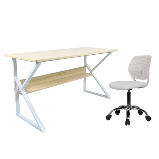 TARCAL Polcos íróasztal, természetes tölgyfa/fehér 100