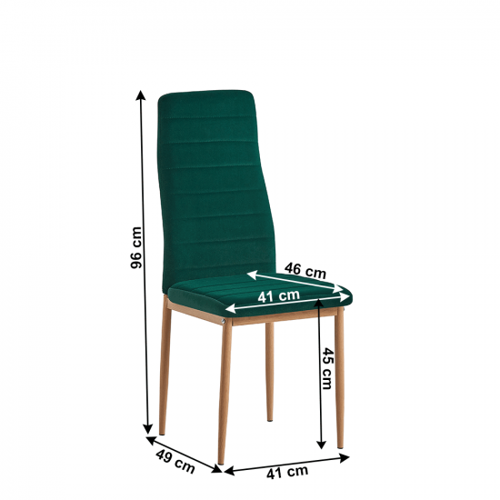 COLETA Szék, smaragd Velvet szövet/tölgy NOVA