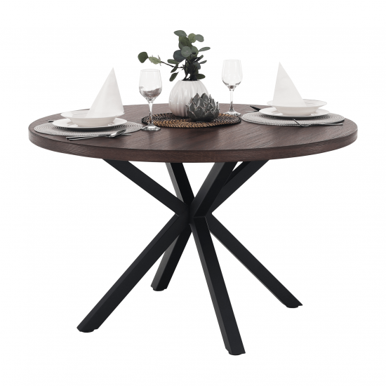 MEDOR Étkezőasztal, sötét tölgy/fekete, átmérő 120 cm