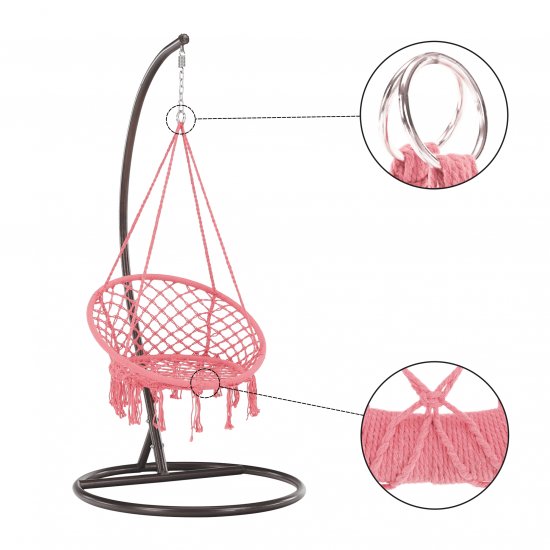 AMADO Függő szék, pamut+fém/rózsaszín 2 NEW