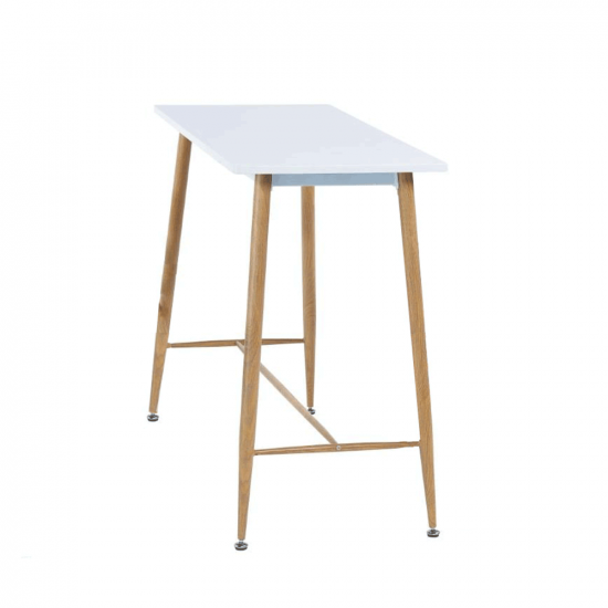 DORTON Bárasztal, fehér/bükk, MDF/fém, 110x50 cm