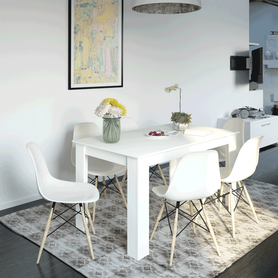 GENERAL Étkezőasztal, fehér, 140x80 cm NEW