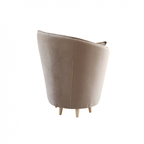 ROUND Fotel Art Deco stílusban, taupe barnásszürke Paros szövet/tölgy NEW