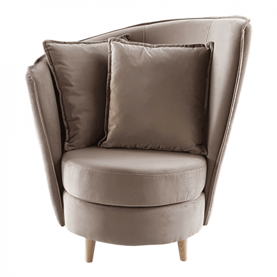 ROUND Fotel Art Deco stílusban, taupe barnásszürke Paros szövet/tölgy NEW