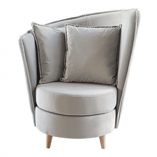 ROUND Fotel Art Deco stílusban, világosszürke Paros szövet/tölgy NEW