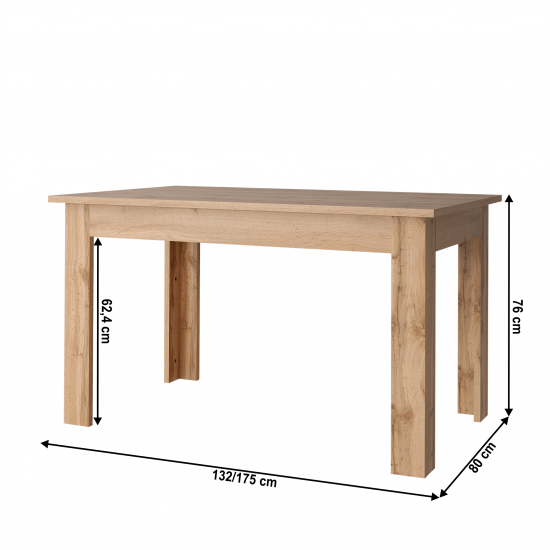 MORATIZ Kihúzható asztal, wotan tölgy, 132-175x80 cm
