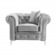 ROMANO Luxus fotel, világosszürke Velvet szövet