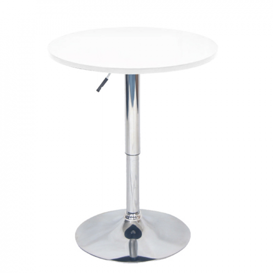 BRANY Bárasztal, magasság állítással, króm/fehér, átmérő 60 cm 2 NEW