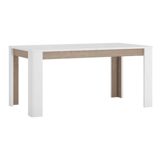 LYNATET Széthúzható étkezőasztal, fehér extra magasfényű HG/sonoma tölgy sötét trufla, 160-200x90 cm TYP 75