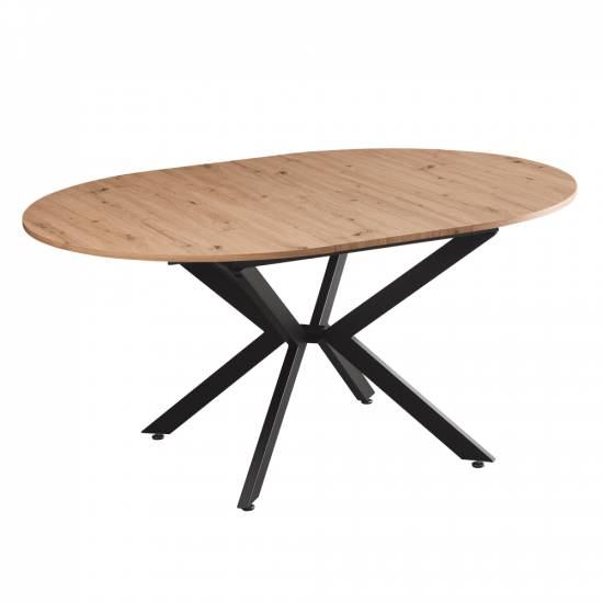 ABERO Kihúzható étkezőasztal, artisan tölgy/fekete, 120x120-160x75 cm TYP 2
