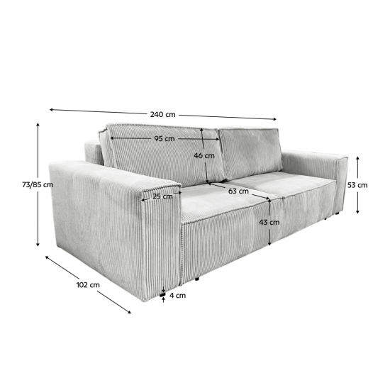 HARPERA Kihúzható heverő, világosszürke BIG SOFA