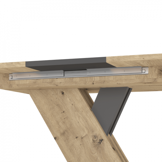 EXIL Kihúzható étkezőasztal, artisan tölgy/antracit, 140-180x85 cm