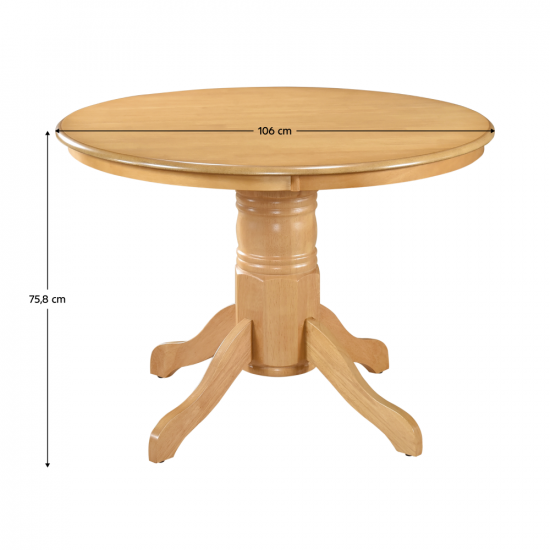 TABLOS Étkezőasztal, kerek, világos tölgy, átmérő 106 cm