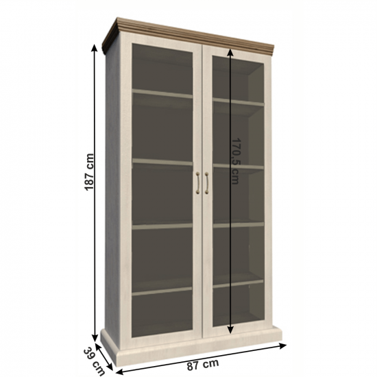 ROYAL vitrines szekrény, északi sosna/vadtölgy WS