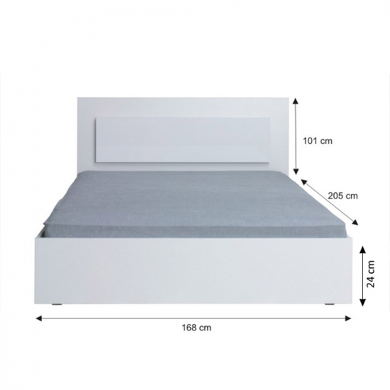 ASIENA Dupla ágy, 160x200, fehér/ magasfényű fehér HG