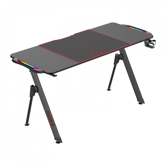 WARRIOR gamer asztal alumínium fekete színben 140*60*75CM RGB világítással (Blade V2-1460)