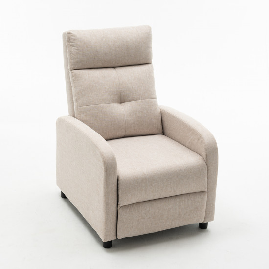 Manuális fekvőfotel, relax fotelágy push back, bézs szövet (JNF-MANUAL-FABRIC-BEIGE) JN-R8003A51