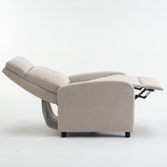 Manuális fekvőfotel, relax fotelágy push back, bézs szövet (JNF-MANUAL-FABRIC-BEIGE) JN-R8003A51